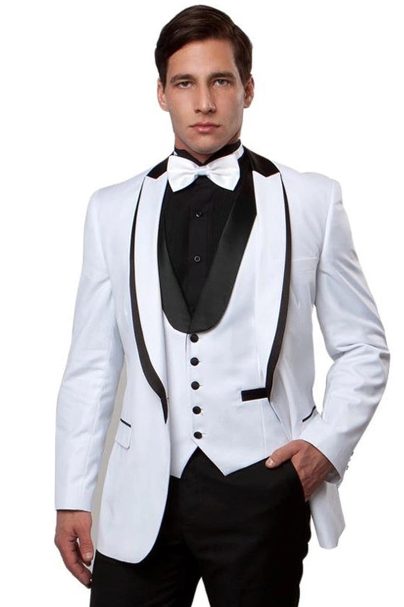 Beyaz Saten Yelek: Şık Tuxedo Detaylı Erkek Vestidos, Zarif Bir Seçim